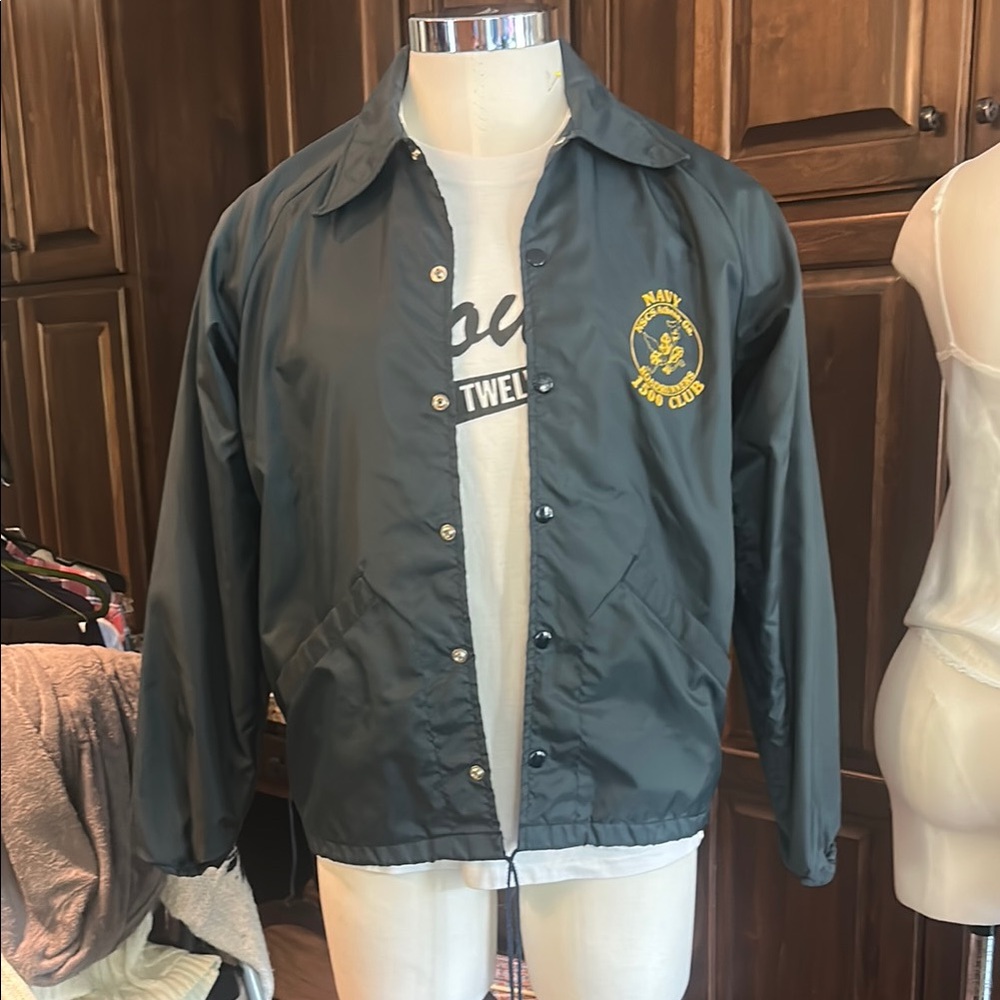 Vintage Ebert Sz M Blue Windbreaker Navy School Logo EVC